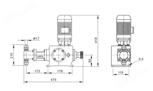 J-X系列柱塞式计量泵安装尺寸图