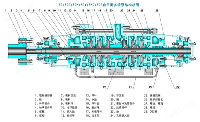 ZDY6-25自平衡多级油泵结构图
