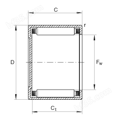 闭式冲压外圈滚针轴承 BK1516, 根据 DIN 618-1/ISO 3245 标准